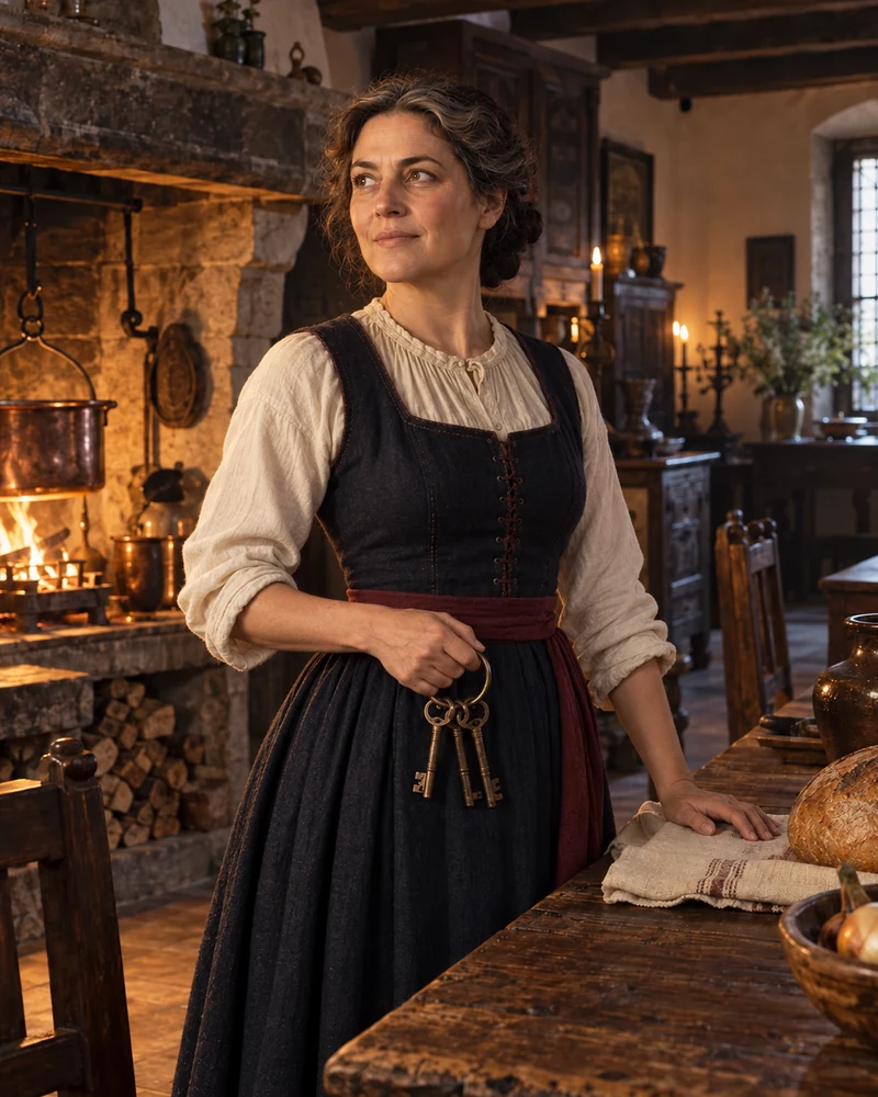 A woman in a historic household
